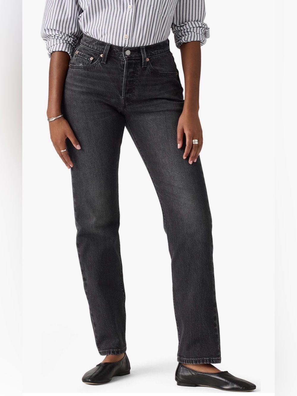 LEVI’S 501 Curve High Waist Straight Leg Jeans: MEMORIES OF YOU - BLACK: 27 x 30